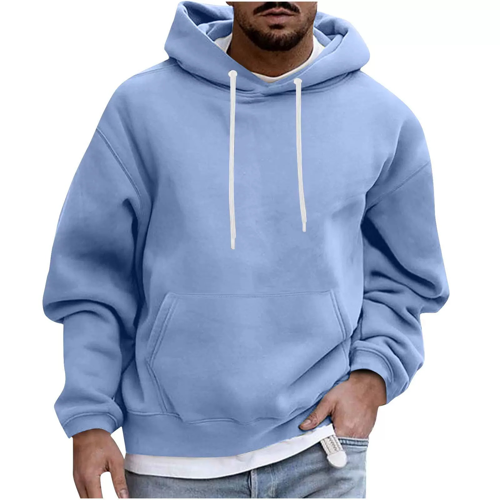 Men’s Hoodie – Fleece Fabric – Loose Fit – Drawstring Hood – Kangaroo Pocket Casual Wear - Image 6