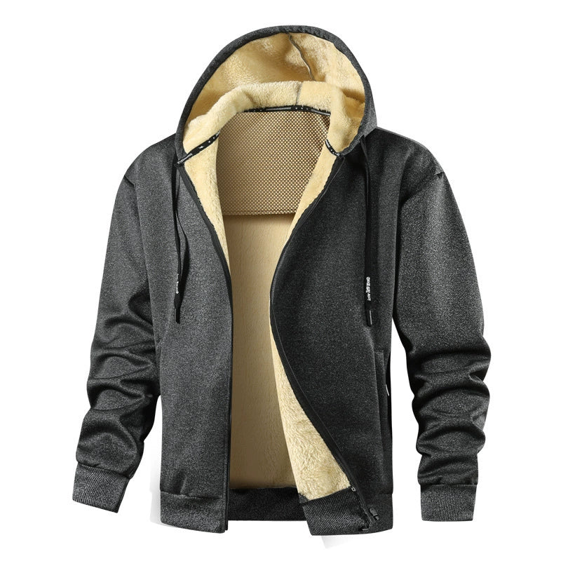 Men’s Hoodie Jacket – Sherpa Lined – Regular Fit – Full Zip – Ribbed Cuffs & Hem - Image 3