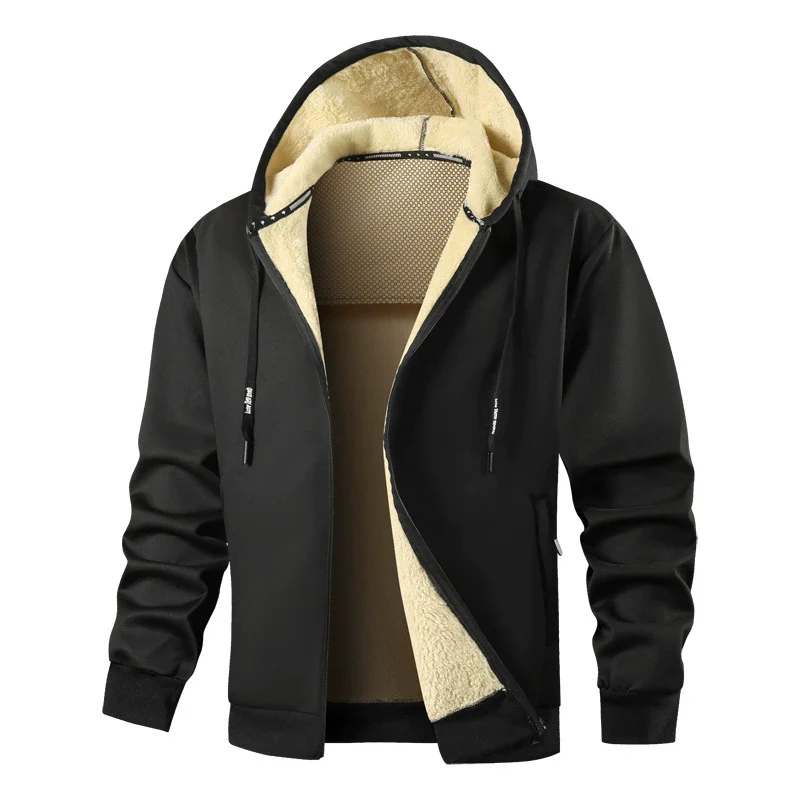Men’s Hoodie Jacket – Sherpa Lined – Regular Fit – Full Zip – Ribbed Cuffs & Hem - Image 4