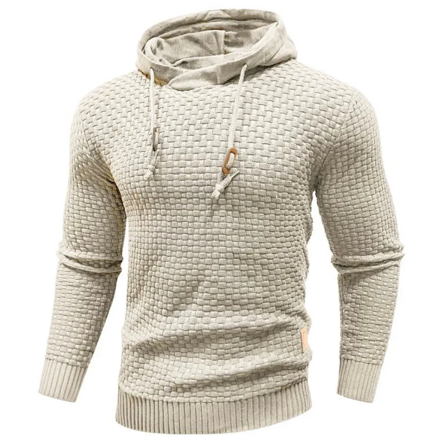 Men’s Hoodie – Regular Fit – Woven Texture – Drawstring Hood – Ribbed Cuffs & Hem - Image 4