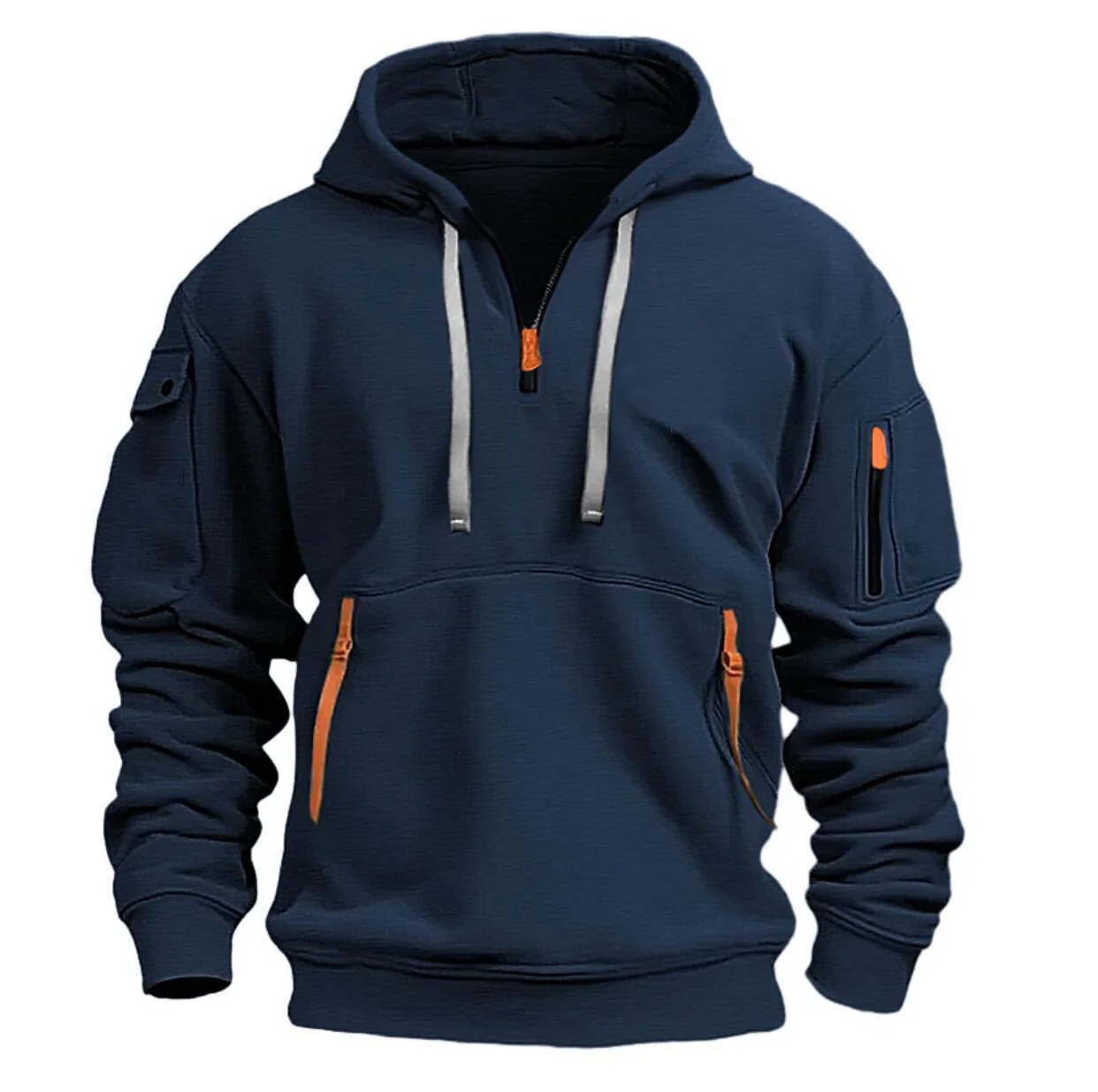 Men’s Hoodie – Relaxed Fit – Quarter Zip – Multi-Pocket – Casual Wear - Image 3
