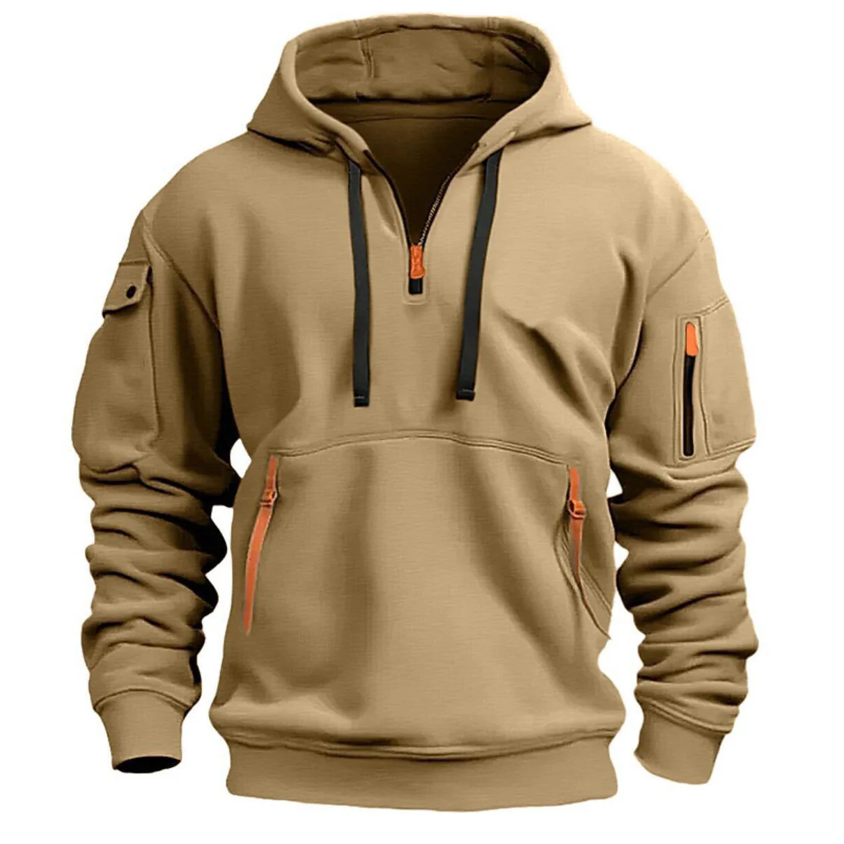 Men’s Hoodie – Relaxed Fit – Quarter Zip – Multi-Pocket – Casual Wear - Image 4