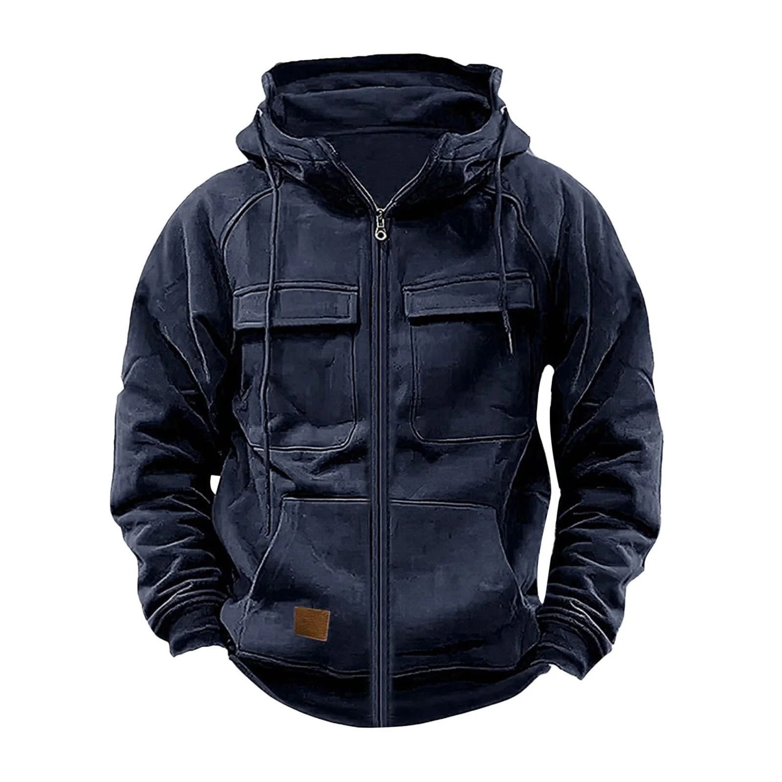 Men’s Hoodie – Relaxed Fit – Half Zip – Chest Flap Pockets – Cotton Fleece - Image 6