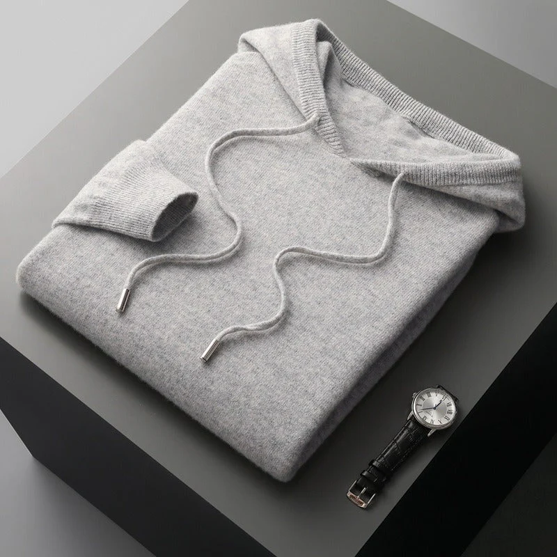 Men’s Hoodie – Wool Blend – Relaxed Fit – Ribbed Trim – Soft Touch Casual Pullover - Image 3