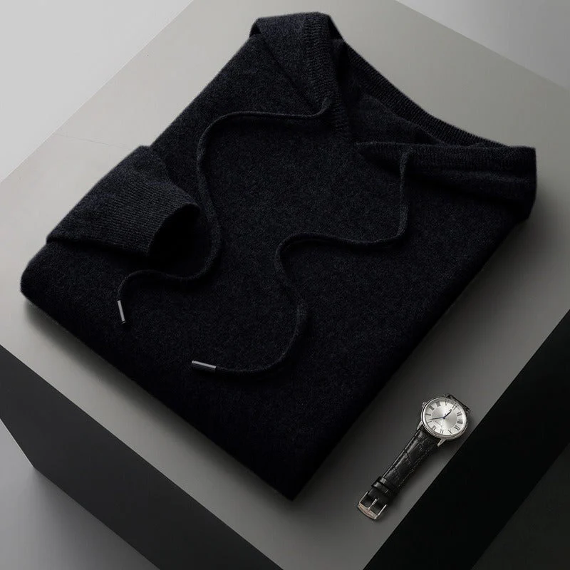 Men’s Hoodie – Wool Blend – Relaxed Fit – Ribbed Trim – Soft Touch Casual Pullover - Image 4