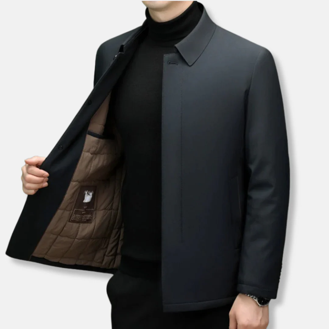 Men’s Jacket – Insulated Padding – Regular Fit – Point Collar – Button Front Closure - Image 3