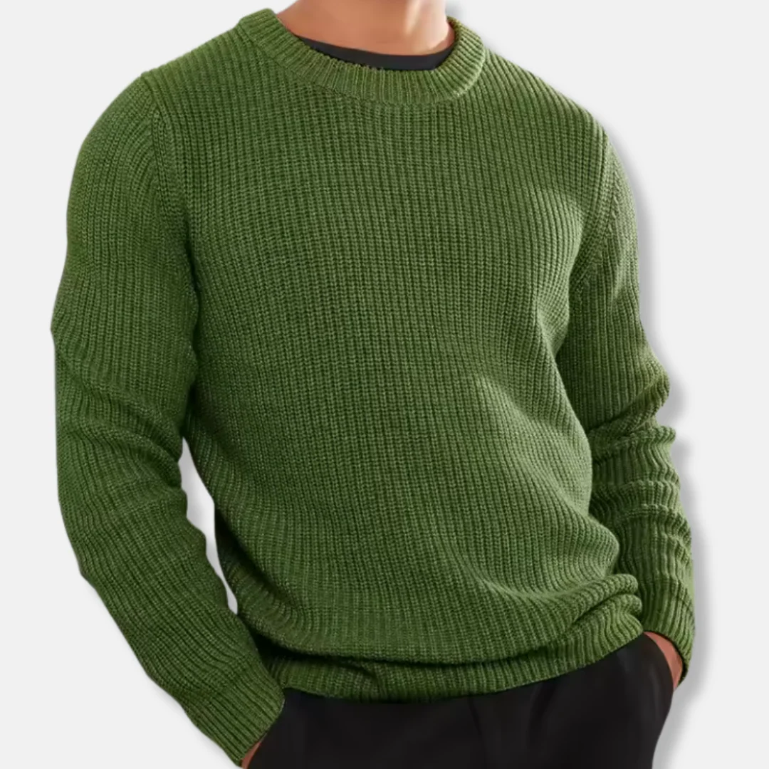 Men’s Knitted Sweater – Regular Fit – Soft Wool Blend – O-Neck Ribbed Hem Casual Pullover - Image 4