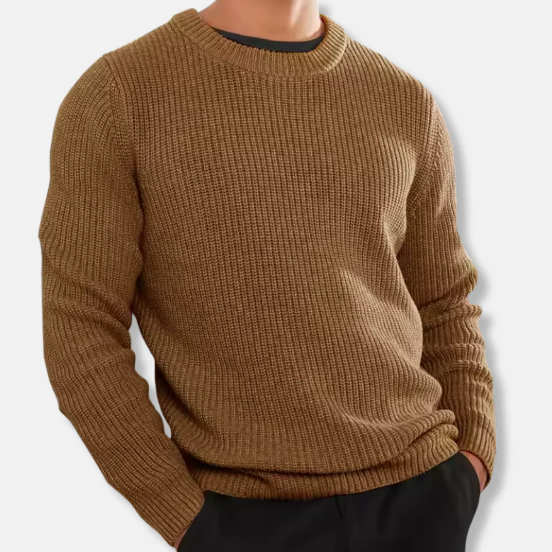 Men’s Knitted Sweater – Regular Fit – Soft Wool Blend – O-Neck Ribbed Hem Casual Pullover - Image 5