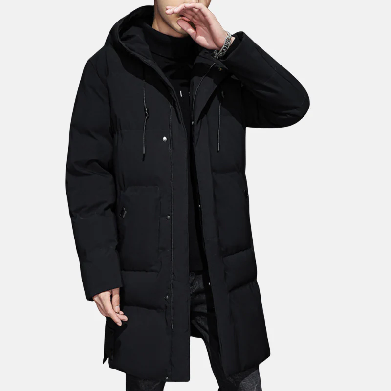 Men’s Padded Coat – Mid Length – Relaxed Fit – Quilted Hooded Weather Resistant - Image 3