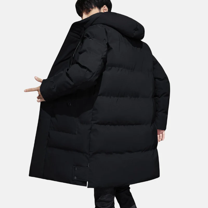Men’s Padded Coat – Mid Length – Relaxed Fit – Quilted Hooded Weather Resistant - Image 4
