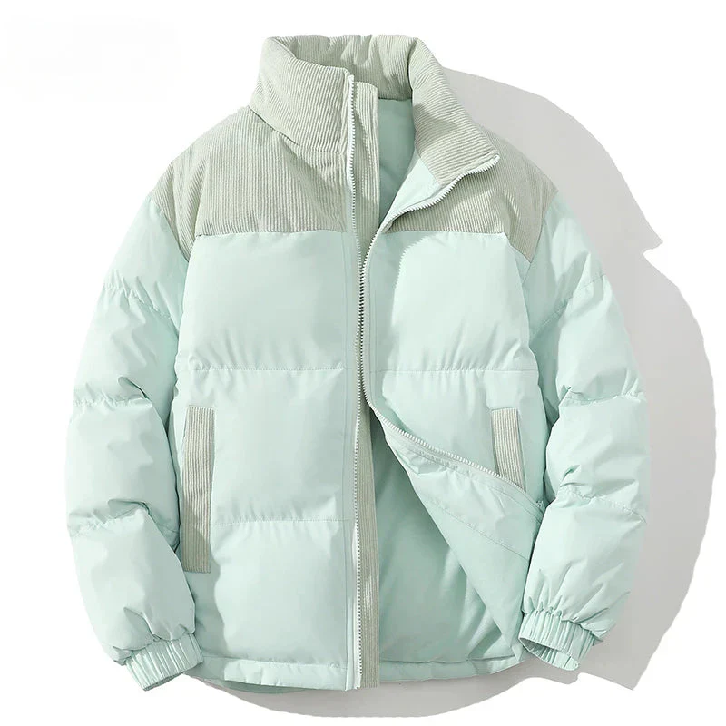 Men’s Puffer Jacket – Quilted Insulation – Ribbed Corduroy Trim – Relaxed Fit - Image 5