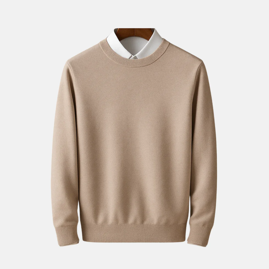 Men’s Pullover Sweatshirt – Fine Gauge Knit – Classic Fit – Crew Neck – Ribbed Trim - Image 3