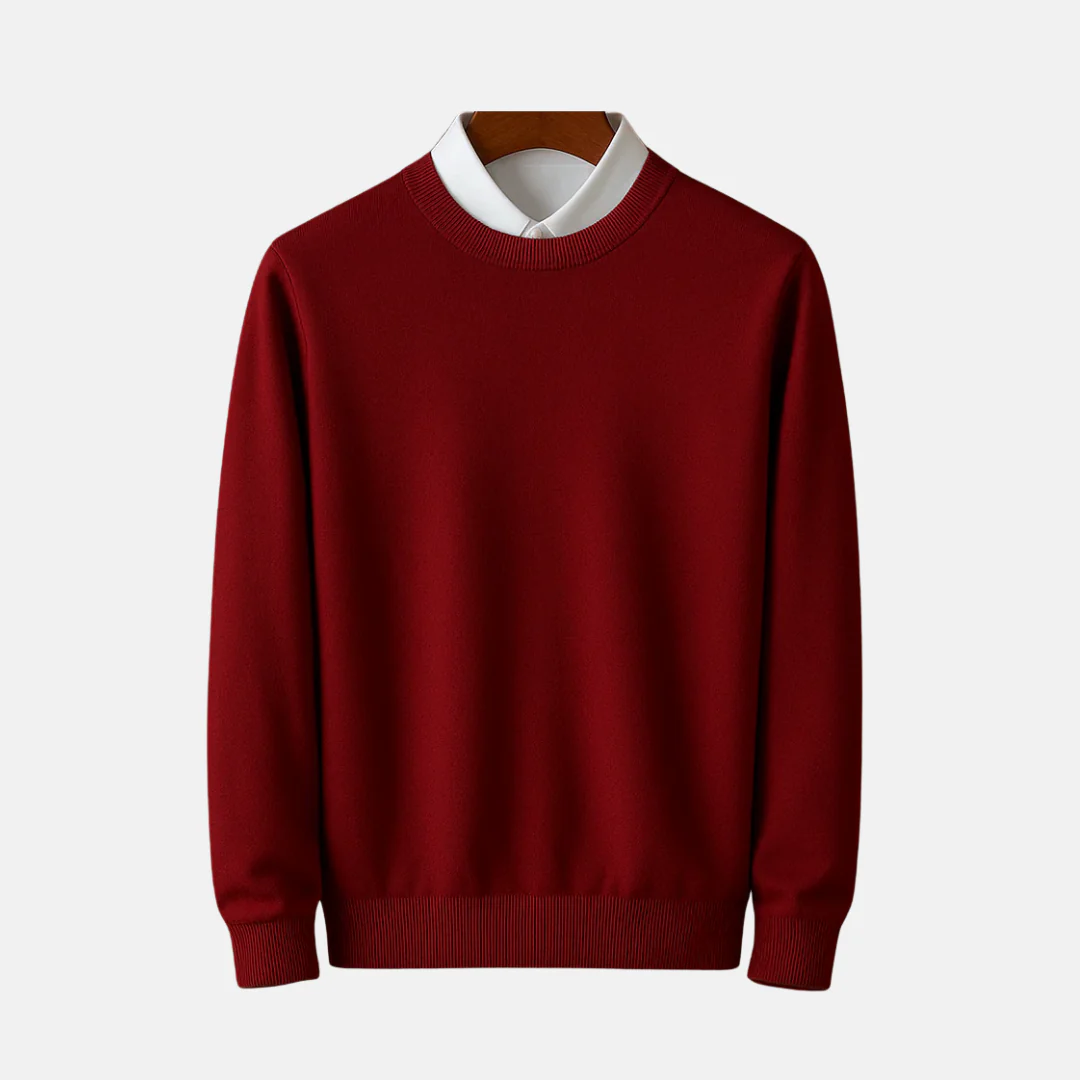 Men’s Pullover Sweatshirt – Fine Gauge Knit – Classic Fit – Crew Neck – Ribbed Trim - Image 4