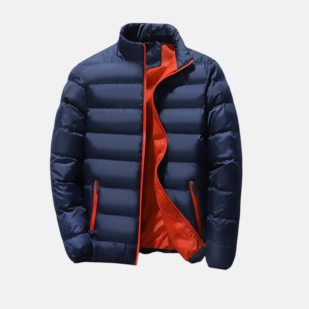 Men’s Quilted Coat – Relaxed Fit – Stand Collar – Padded – Zip Closure – Water-Resistant - Image 3