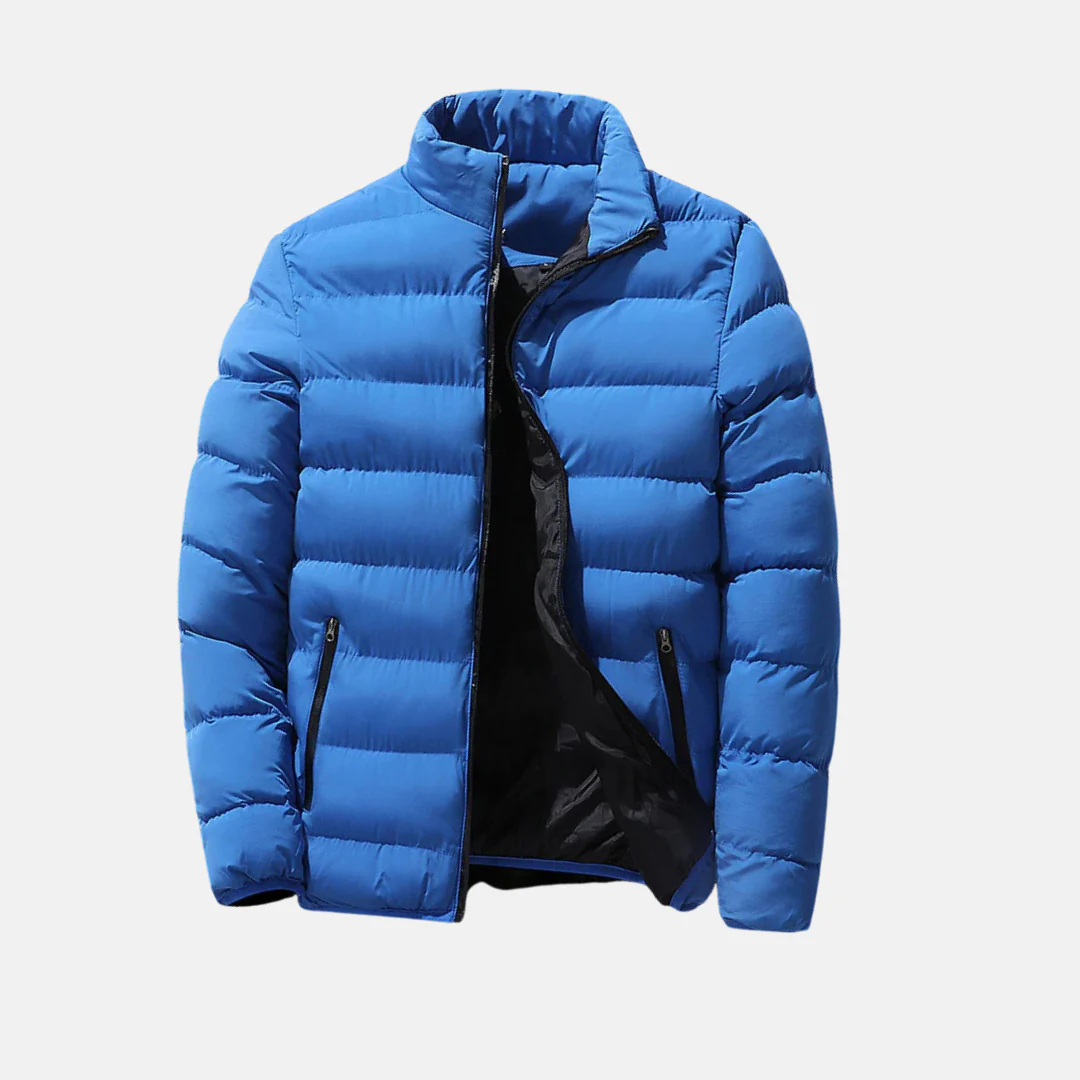 Men’s Quilted Coat – Relaxed Fit – Stand Collar – Padded – Zip Closure – Water-Resistant - Image 4