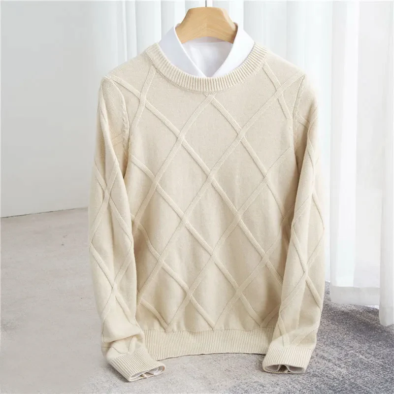 Men’s Sweater – Wool Blend – Regular Fit – Ribbed Crew Neck – Textured Knit Design - Image 3