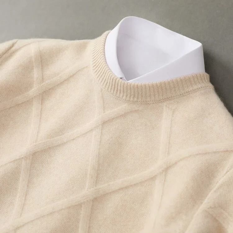 Men’s Sweater – Wool Blend – Regular Fit – Ribbed Crew Neck – Textured Knit Design - Image 4