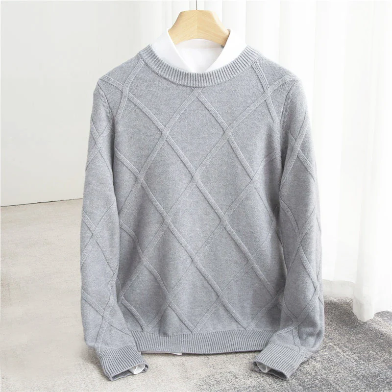 Men’s Sweater – Wool Blend – Regular Fit – Ribbed Crew Neck – Textured Knit Design - Image 5