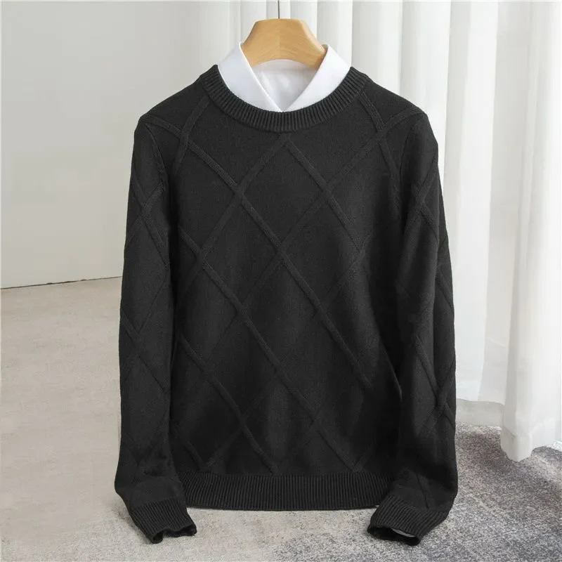 Men’s Sweater – Wool Blend – Regular Fit – Ribbed Crew Neck – Textured Knit Design - Image 7