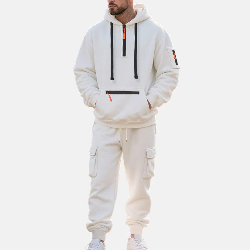 Men’s Tracksuit Set – Relaxed Fit Half-Zip Hoodie – Cargo Joggers with Tapered Leg - Image 3