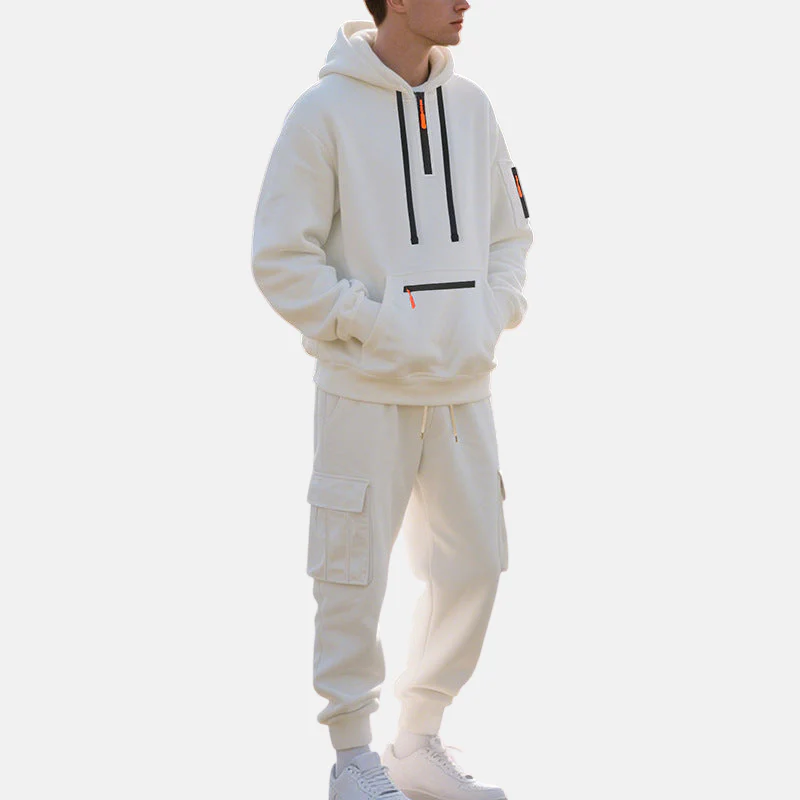 Men’s Tracksuit Set – Relaxed Fit Half-Zip Hoodie – Cargo Joggers with Tapered Leg - Image 4