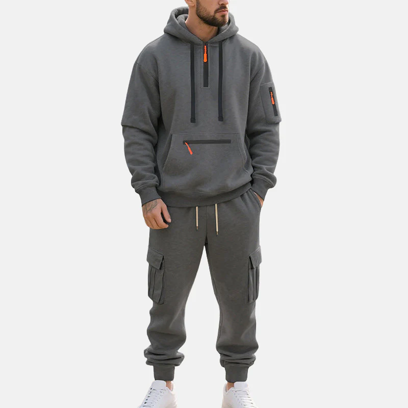 Men’s Tracksuit Set – Relaxed Fit Half-Zip Hoodie – Cargo Joggers with Tapered Leg - Image 5