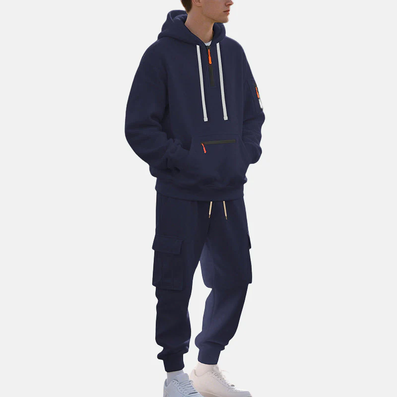 Men’s Tracksuit Set – Relaxed Fit Half-Zip Hoodie – Cargo Joggers with Tapered Leg - Image 7