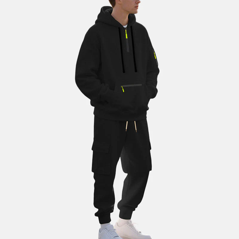 Men’s Tracksuit Set – Relaxed Fit Half-Zip Hoodie – Cargo Joggers with Tapered Leg - Image 8