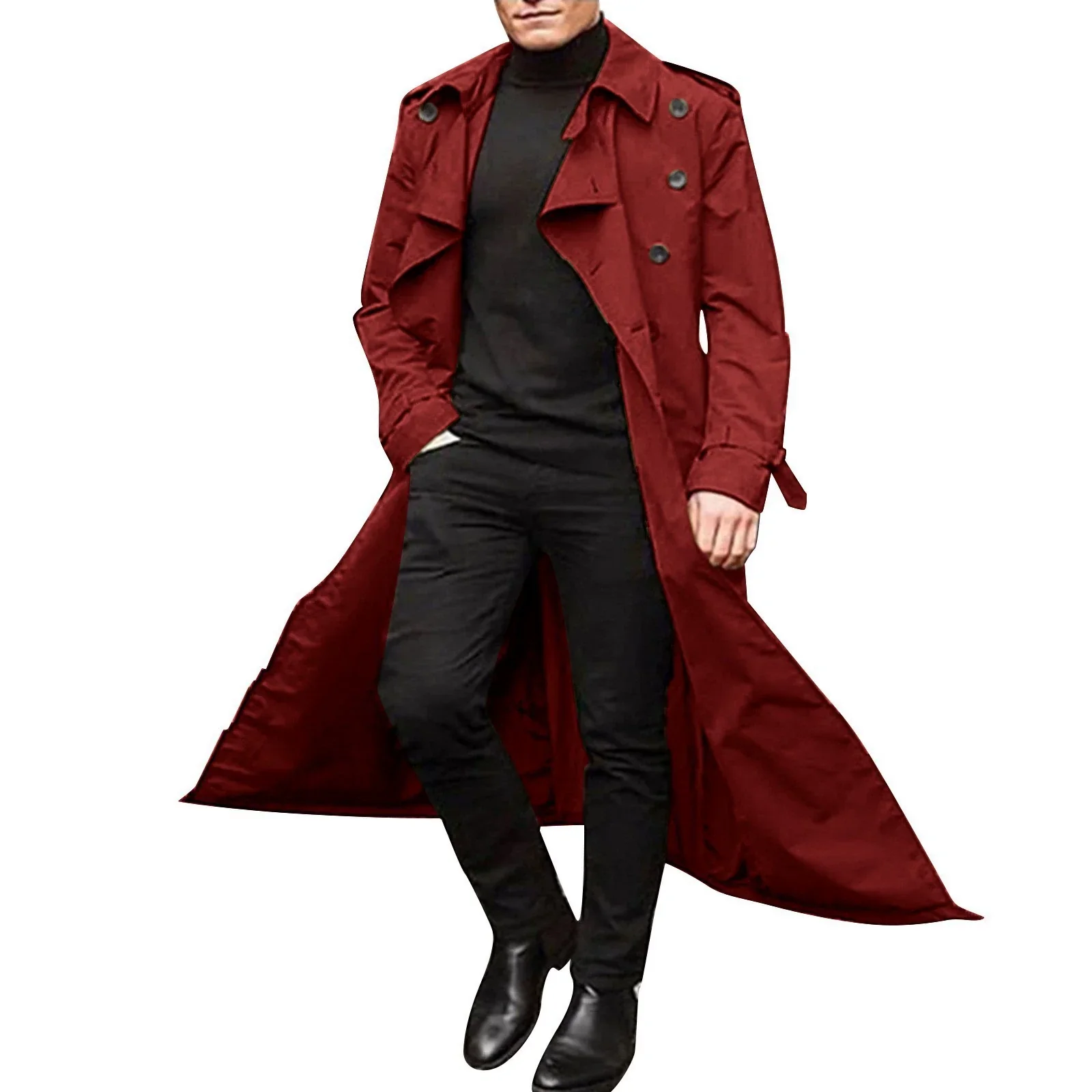 Men’s Trench Coat – Tailored Fit – Double-Breasted – Notched Lapels – Epaulettes - Image 5
