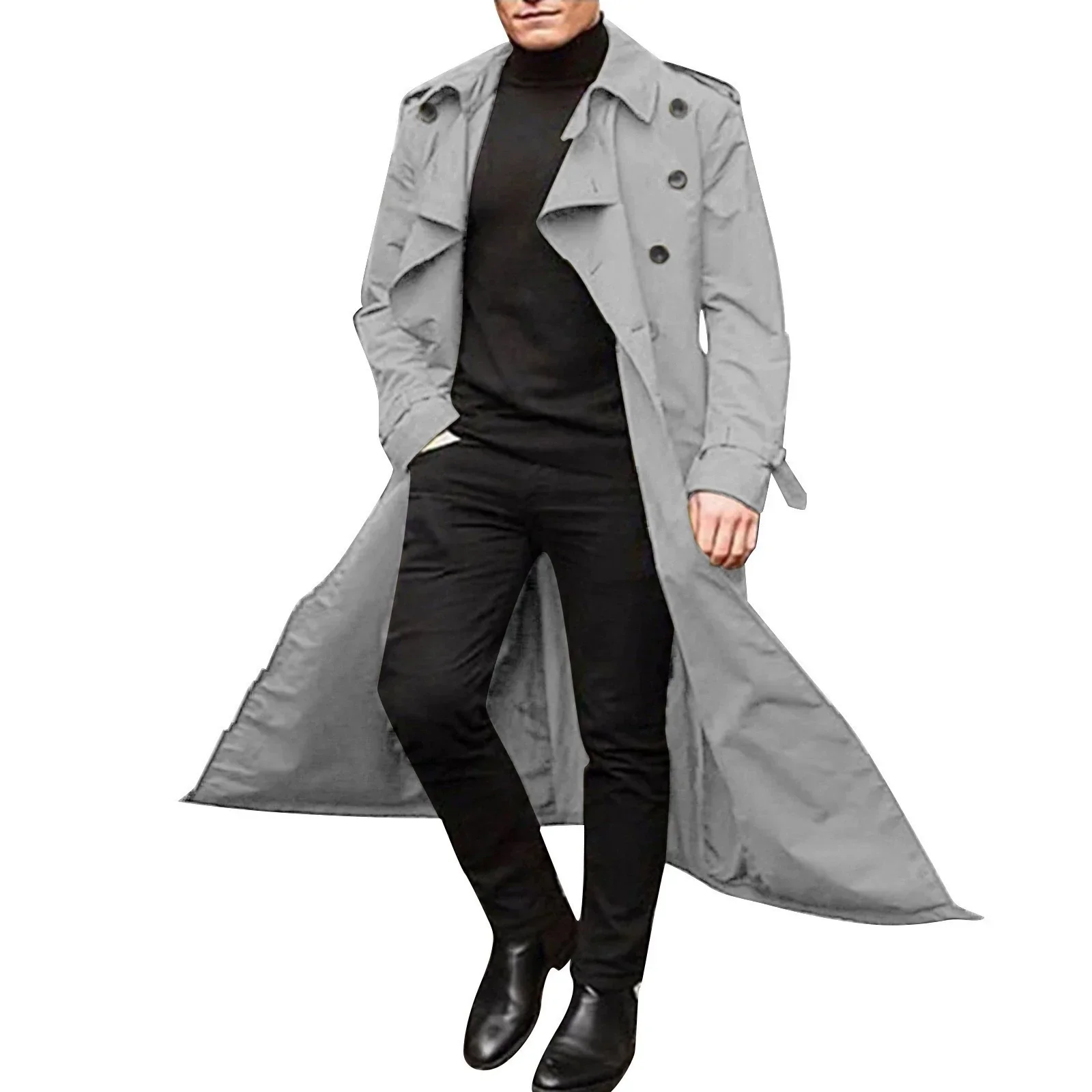 Men’s Trench Coat – Tailored Fit – Double-Breasted – Notched Lapels – Epaulettes - Image 7