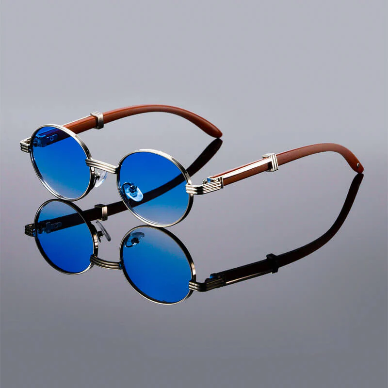 Metal Oval Sunglasses | Retro Style Reflective Lenses Sunglasses