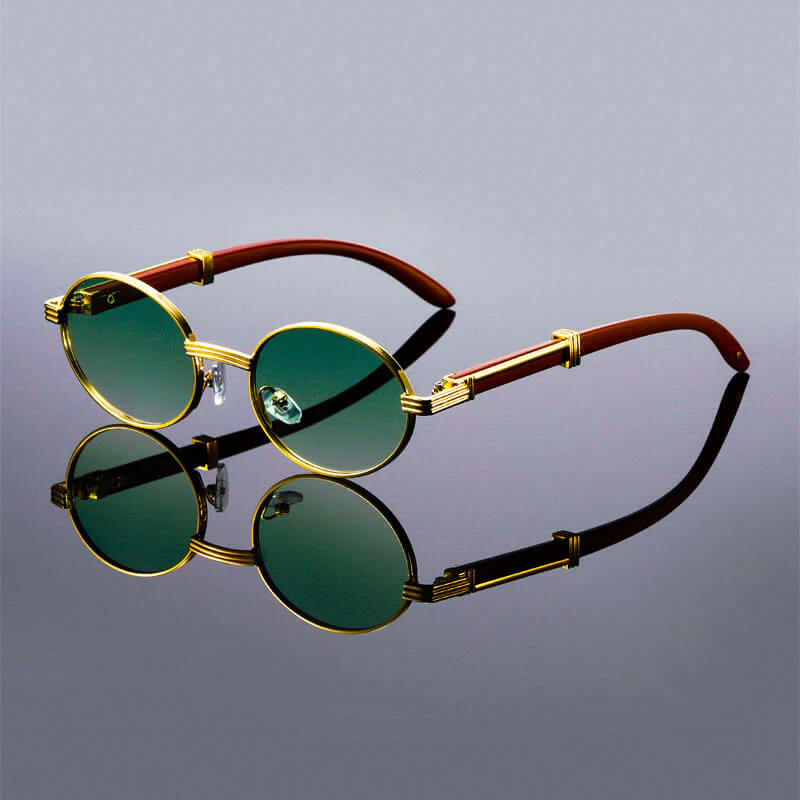Metal Oval Sunglasses | Retro Style Reflective Lenses Sunglasses - Image 2
