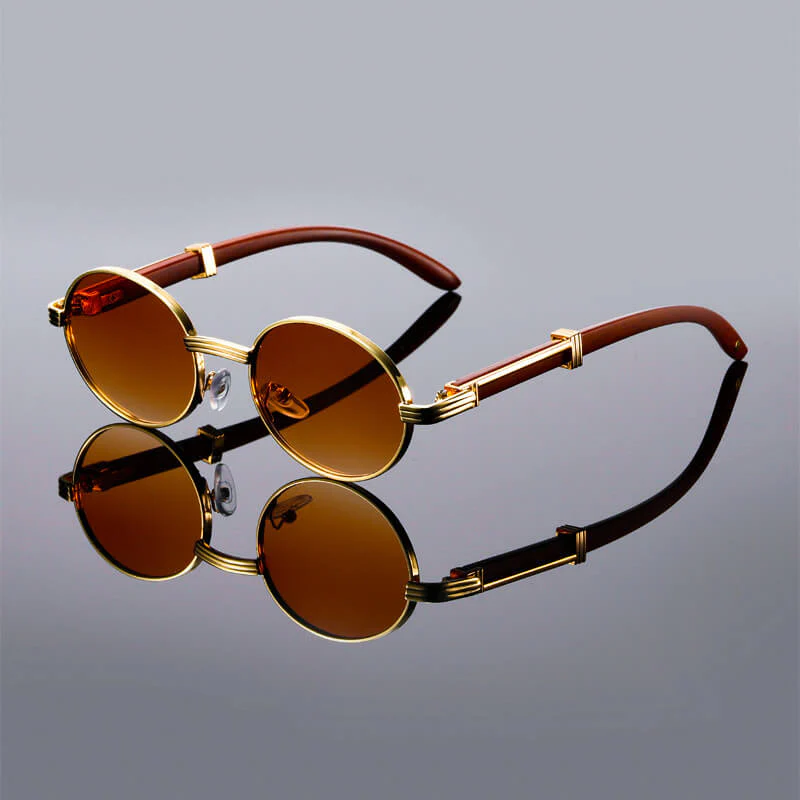Metal Oval Sunglasses | Retro Style Reflective Lenses Sunglasses - Image 3