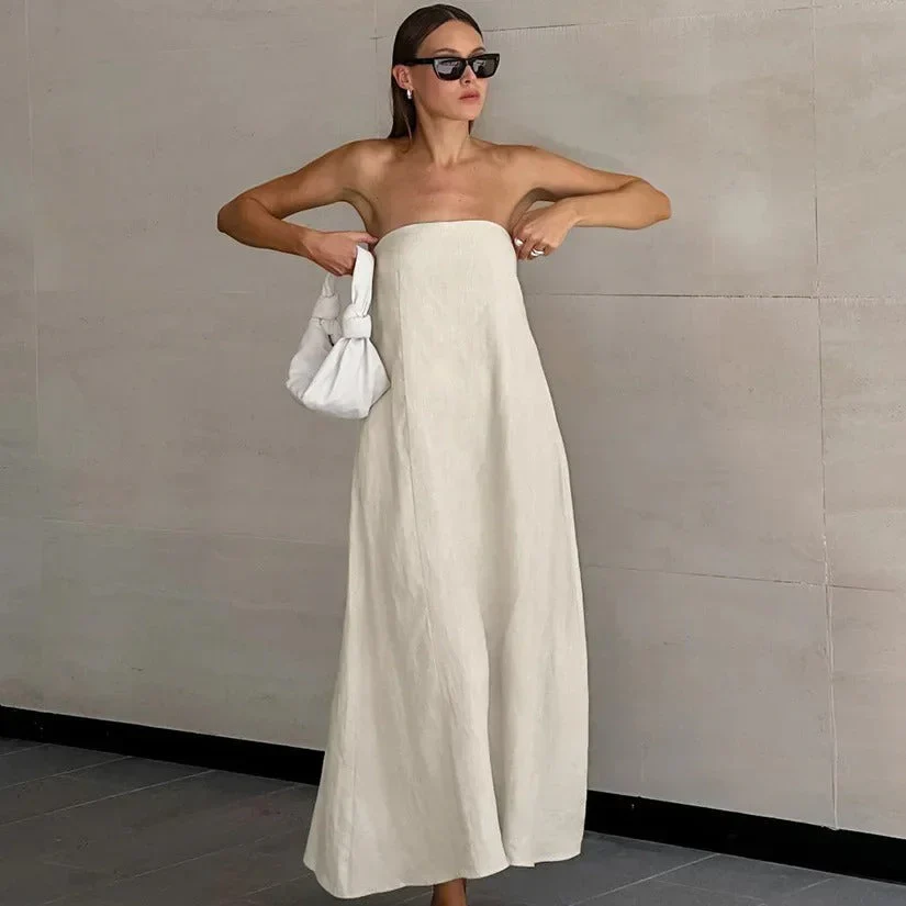 Mia Dress | Strapless Linen Maxi Dress - Image 2