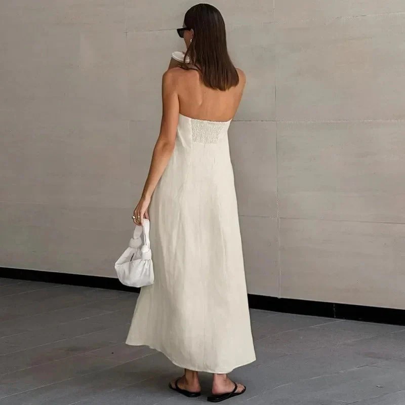Mia Dress | Strapless Linen Maxi Dress - Image 4