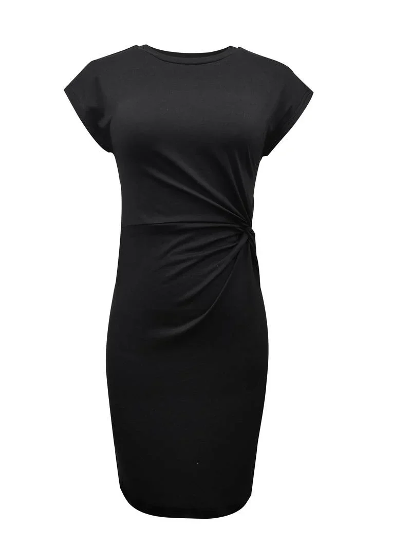 Michelle Black Midi Dress With Twisted Front - Image 4