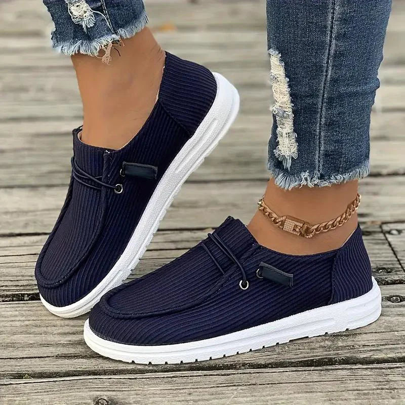 Mika Shoes | Casual Ribbed Design Rubber Sole Slip-On Shoes - Image 2