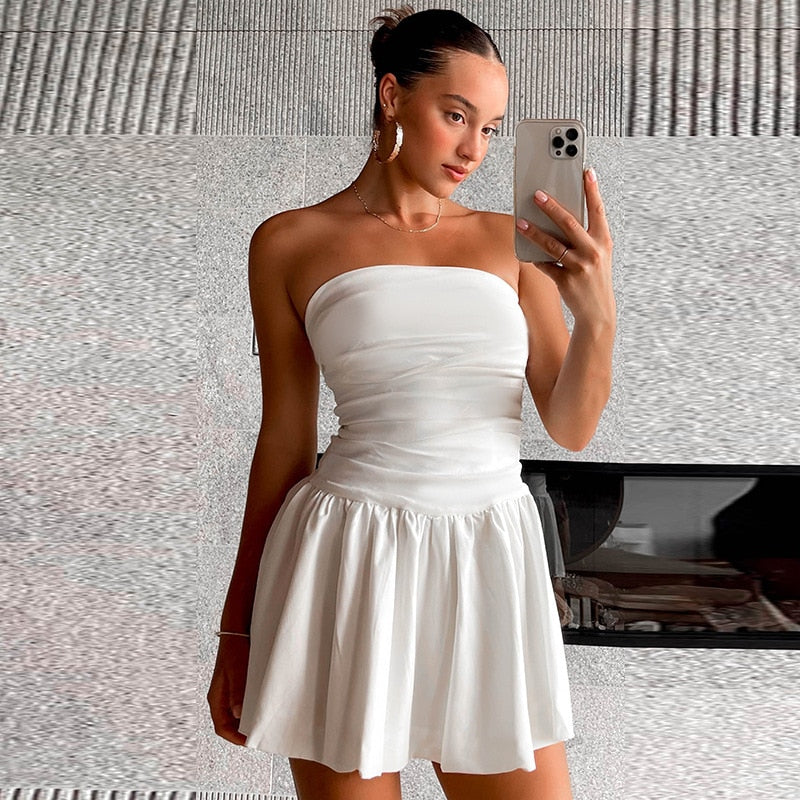 Mila Dress | Women's White Strapless Mini Dress - Image 2
