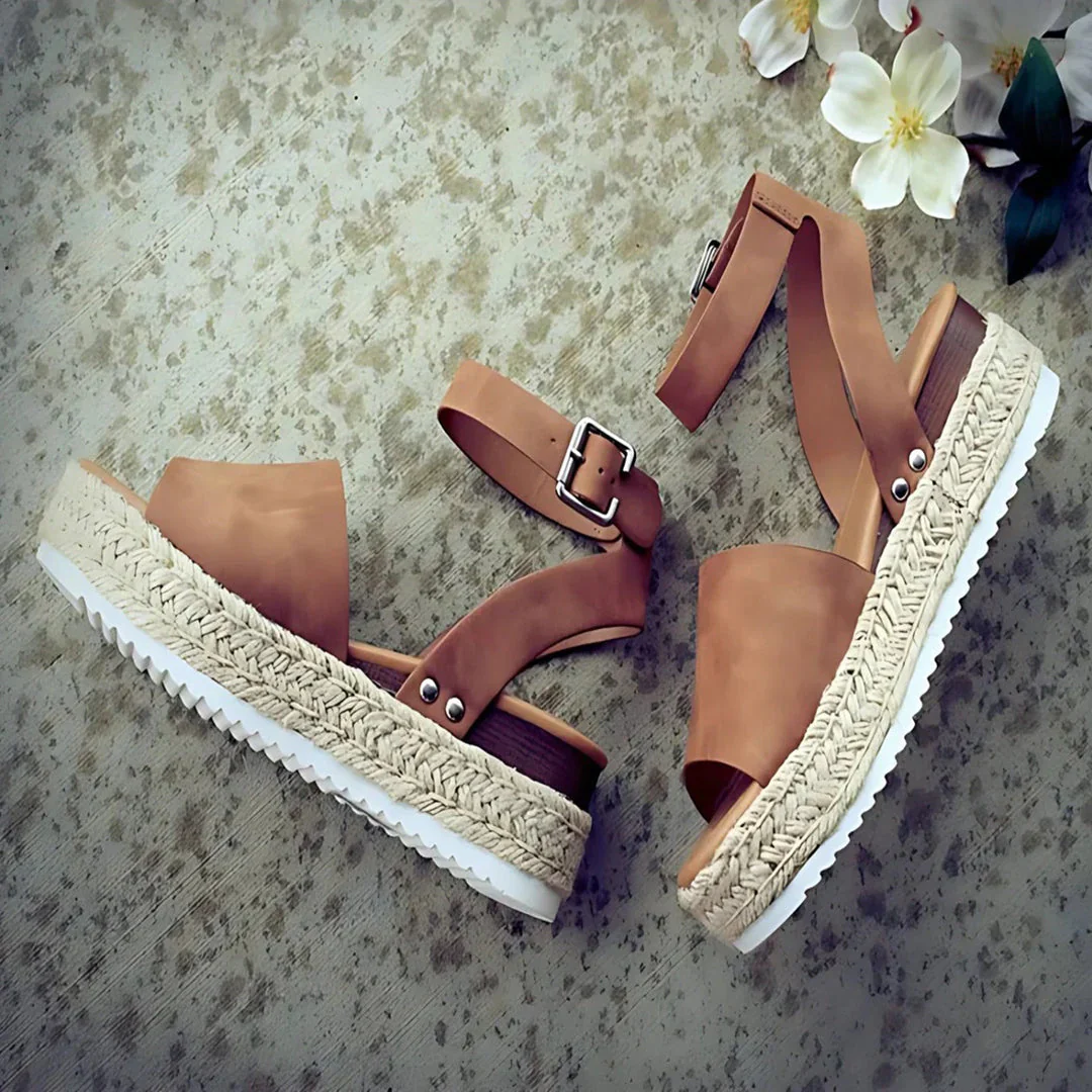 Mylene Sandals | Espadrille Sole Adjustable Ankle Strap Platform Sandals - Image 3