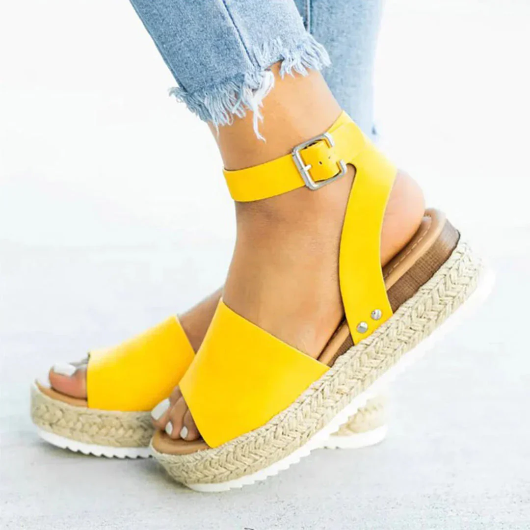 Mylene Sandals | Espadrille Sole Adjustable Ankle Strap Platform Sandals - Image 5