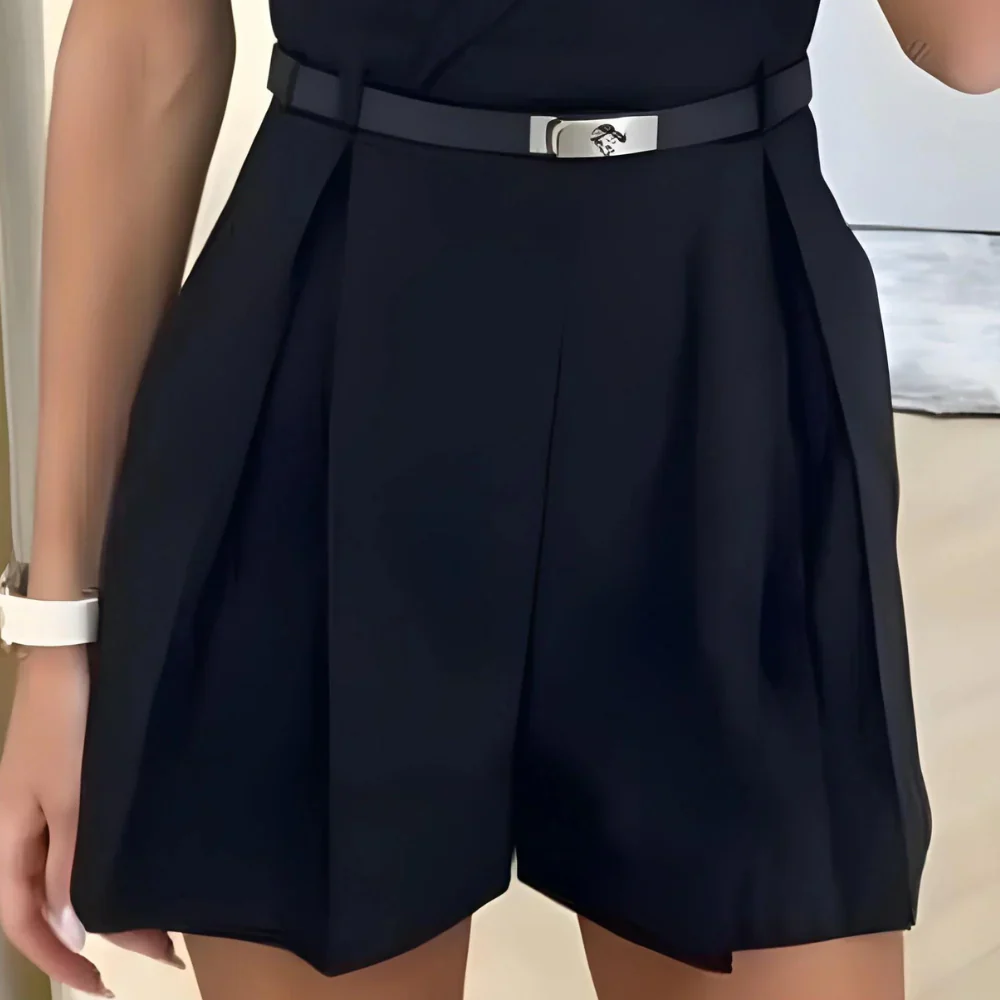 Nabila Romper | Sleeveless Belted Waist V-Neck Romper - Image 4
