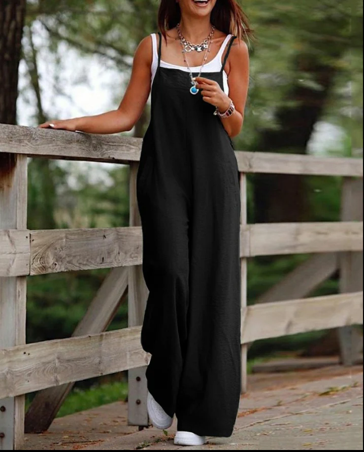 Nadia Jumpsuit | Wide-Leg Casual Overalls with Adjustable Straps - Image 5