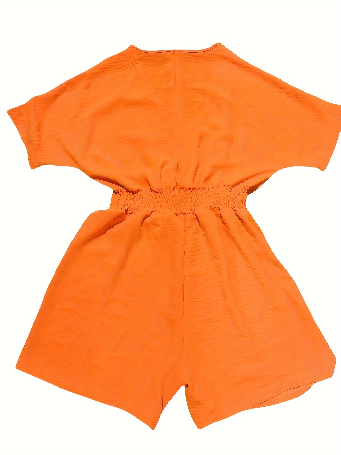 Nahlia Romper | Short Sleeve V-Neck Shirred Waist Romper - Image 7