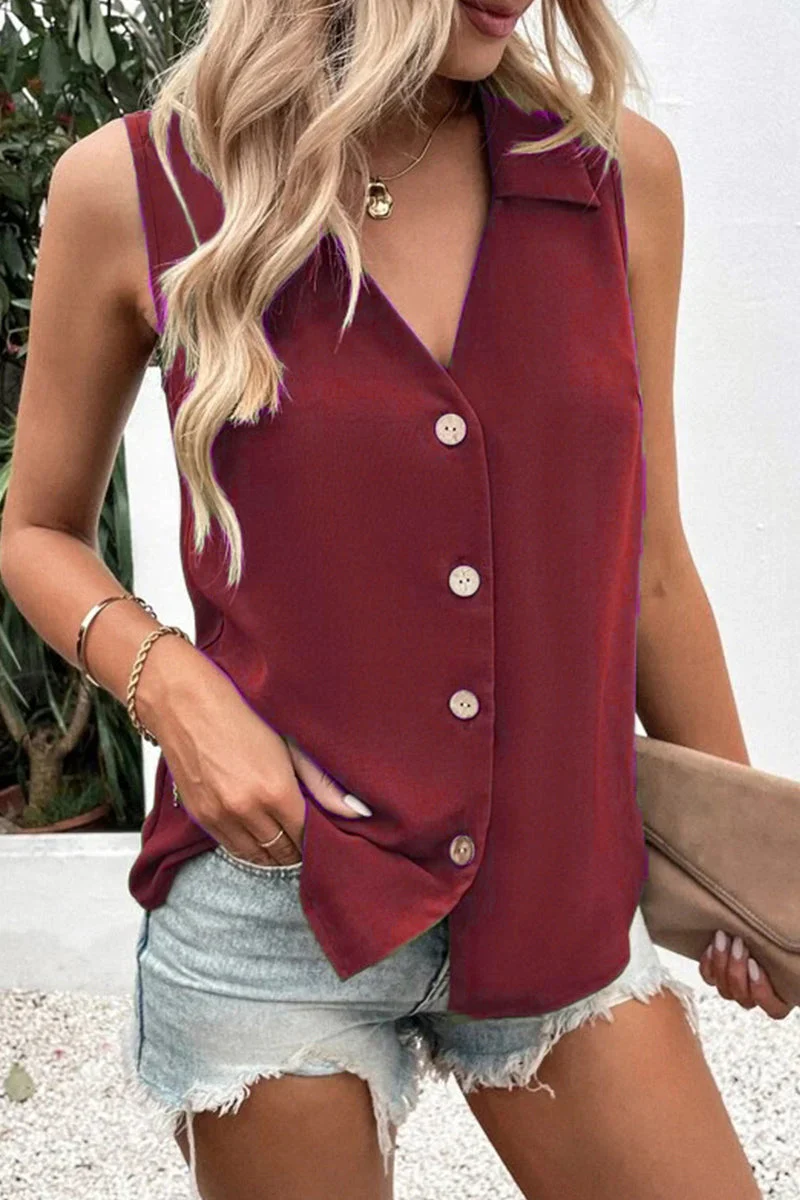 Nanette Top | Casual Button-Down Sleeveless Top - Image 2