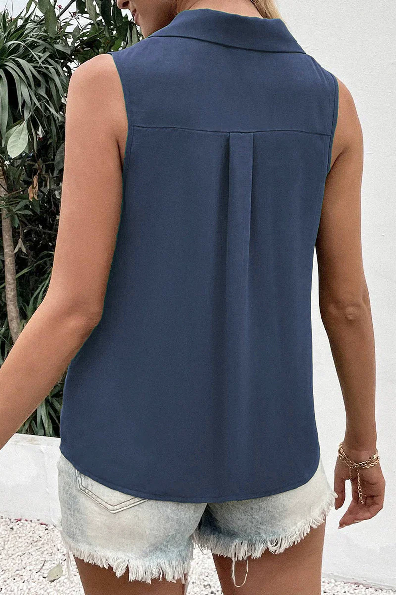 Nanette Top | Casual Button-Down Sleeveless Top - Image 7
