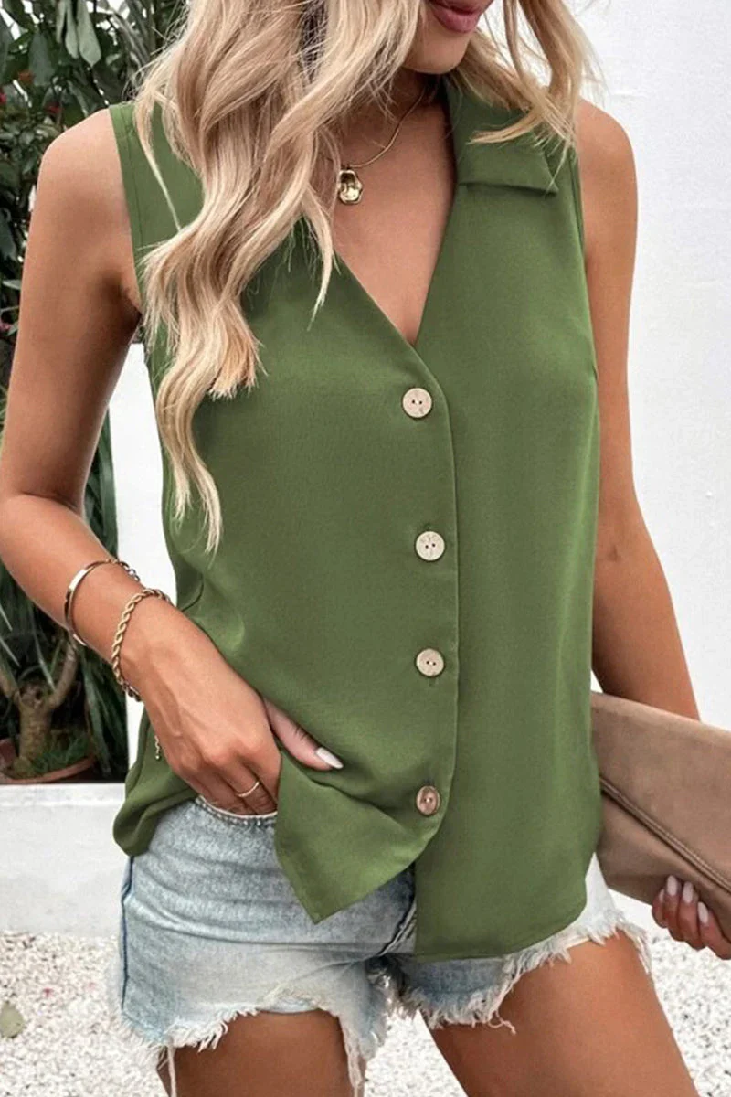 Nanette Top | Casual Button-Down Sleeveless Top - Image 8