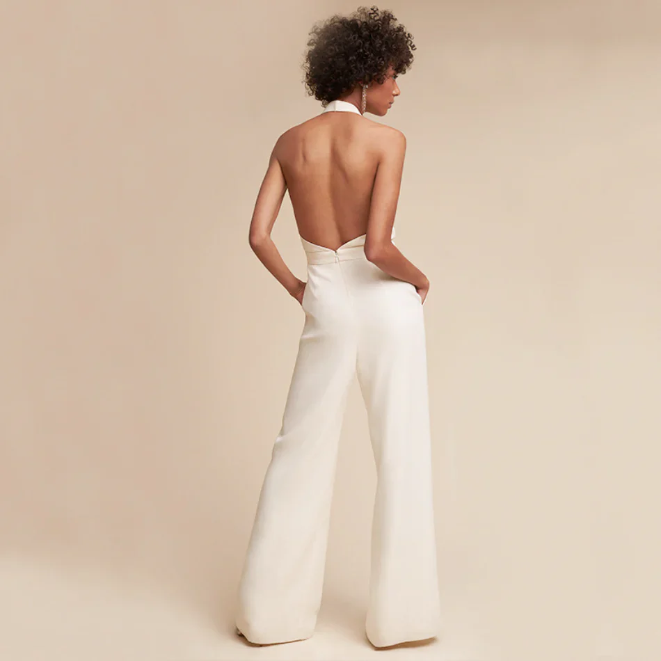 Navi Jumpsuit | Deep V-Neck Wide-Leg Sleeveless Jumpsuit - Image 3