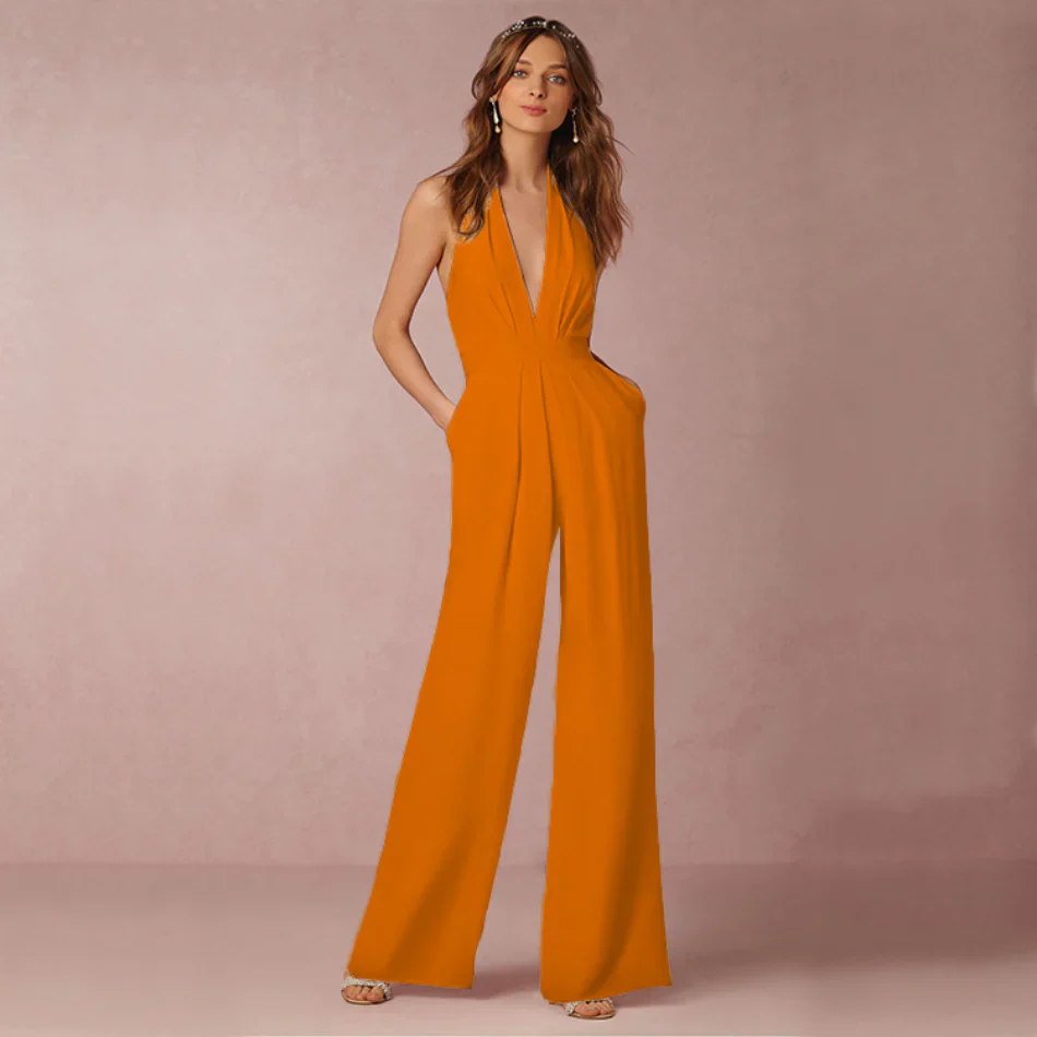 Navi Jumpsuit | Deep V-Neck Wide-Leg Sleeveless Jumpsuit - Image 6