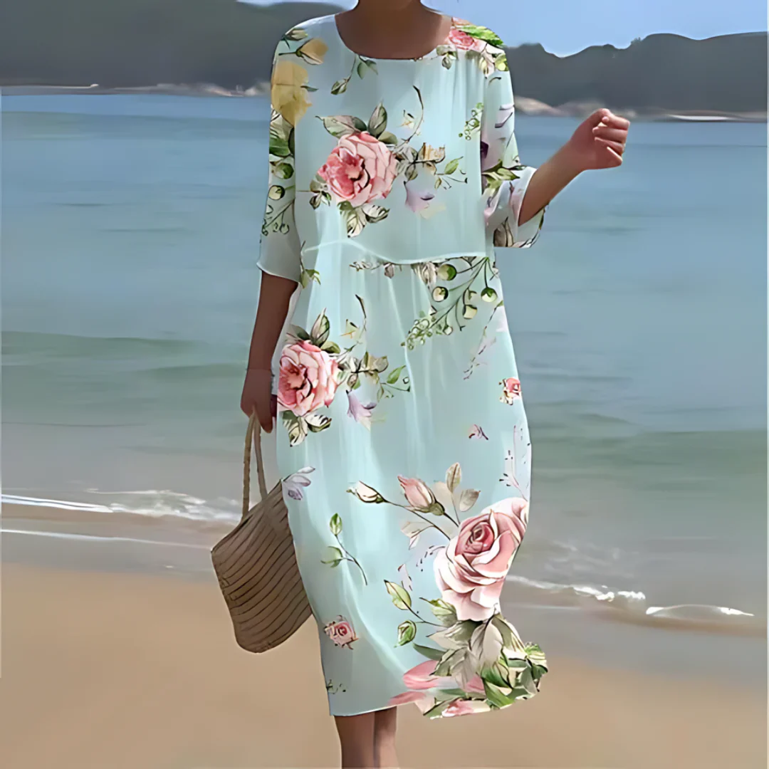 Nazia Dress | Chic Printed Flowy Midi Dress - Image 2