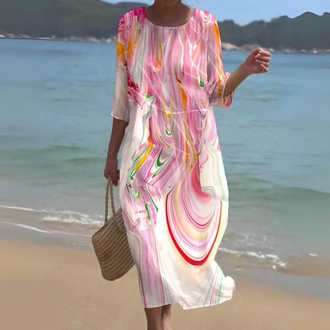 Nazia Dress | Chic Printed Flowy Midi Dress - Image 4